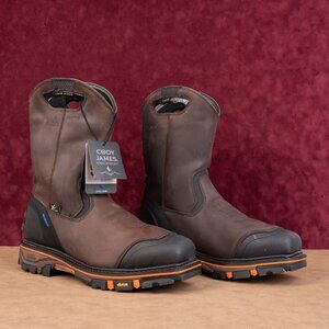 Cody James Men Met Guard Comp Toe Vibram Brown Leather Work Boots 13